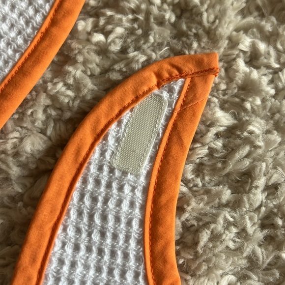 Mark & Graham Waffle Weave Baby Bibs ~Lot of 2 in Package - orange and white - Picture 13 of 14